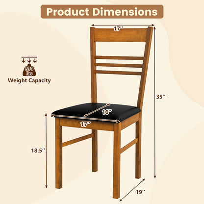 Wood Dining Chairs Set of 2 with Rubber Wood Frame-Walnut