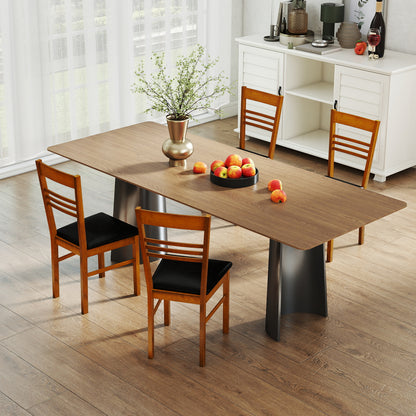Wood Dining Chairs Set of 2 with Rubber Wood Frame-Walnut