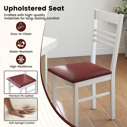 Wood Dining Chairs Set of 2 with Rubber Wood Frame-White