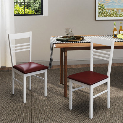 Wood Dining Chairs Set of 4 with Rubber Wood Frame-White