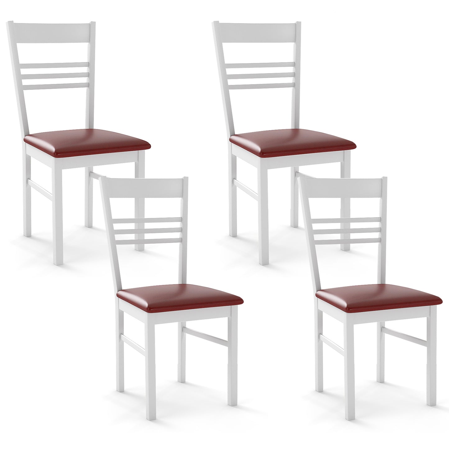 Wood Dining Chairs Set of 4 with Rubber Wood Frame-White