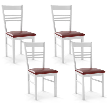 Wood Dining Chairs Set of 4 with Rubber Wood Frame-White