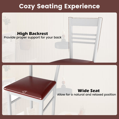 Wood Dining Chairs Set of 4 with Rubber Wood Frame-White