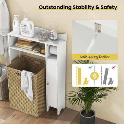 Wood Over the Toilet Bathroom Space Saver with Paper Holder and Shelf-White