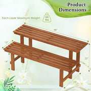 2-Tier Wood Plant Stand Ladder Plant Shelf for Indoor Outdoor
