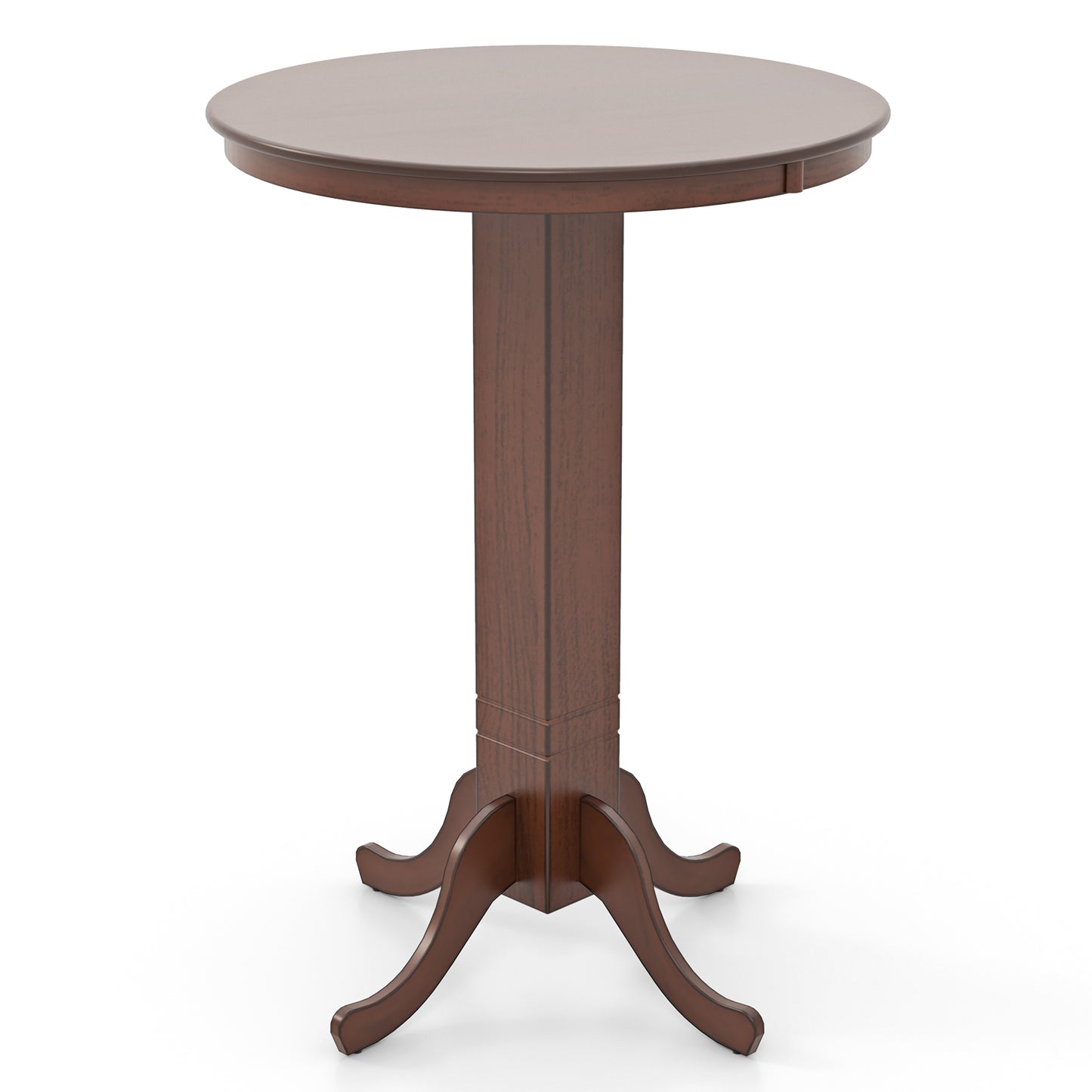 Wood Pub Round Dining Table with Pedestal Base-Espresso