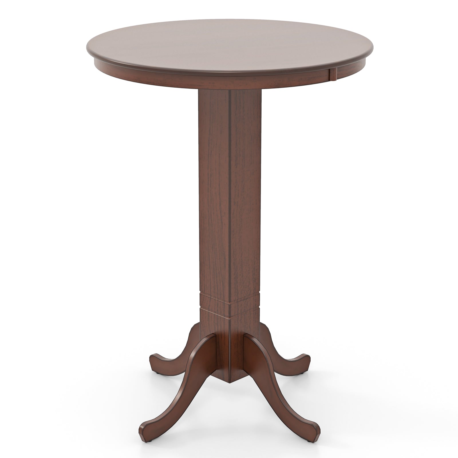 Wood Pub Round Dining Table with Pedestal Base-Espresso