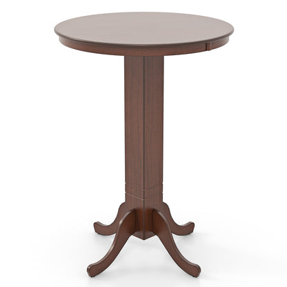 Wood Pub Round Dining Table with Pedestal Base-Espresso