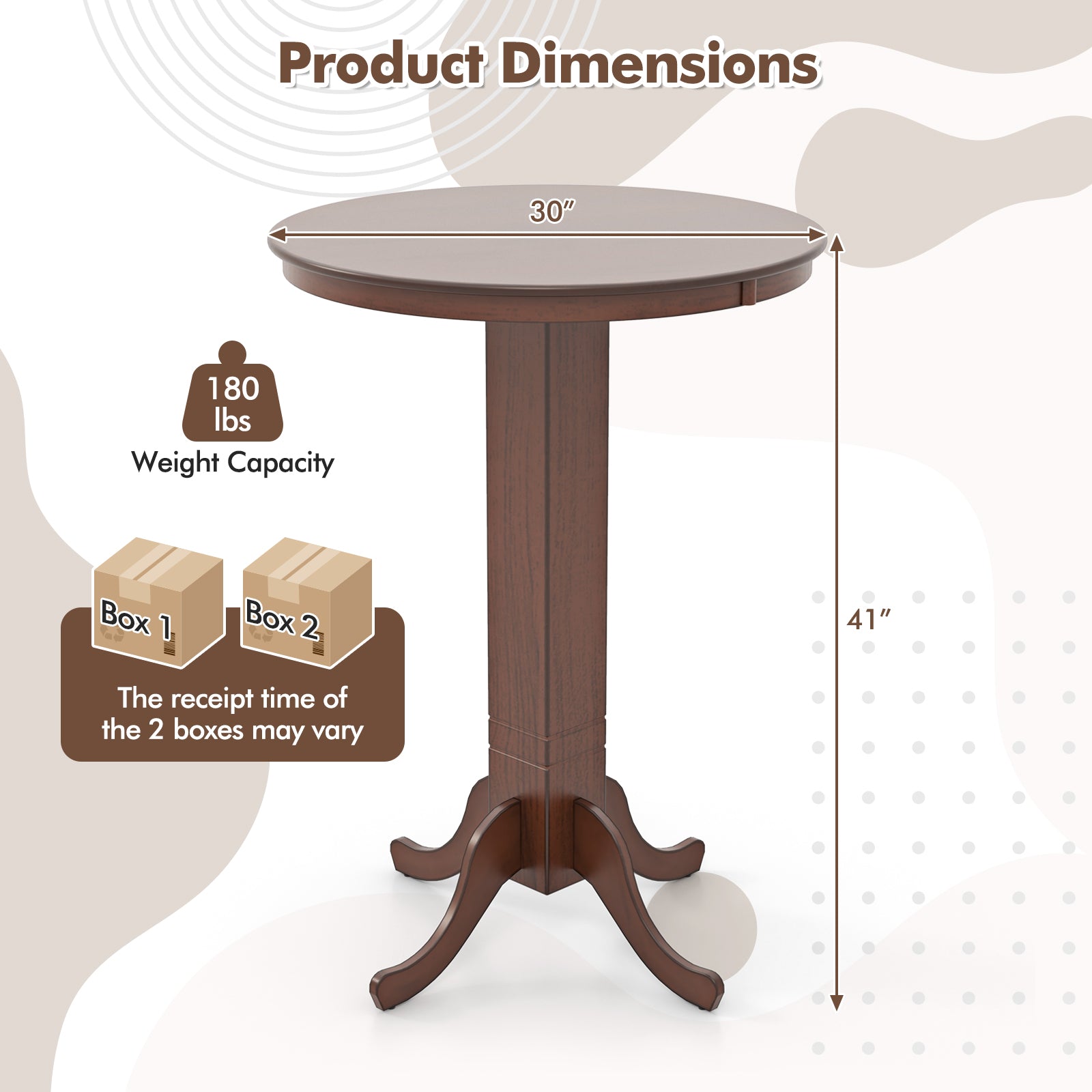 Wood Pub Round Dining Table with Pedestal Base-Espresso
