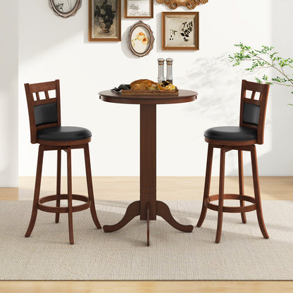 Wood Pub Round Dining Table with Pedestal Base-Espresso