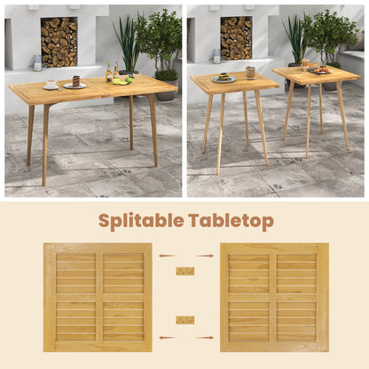 Indoor Outdoor Teak Wood Slatted Tabletop Panel Board Split in 2 Square