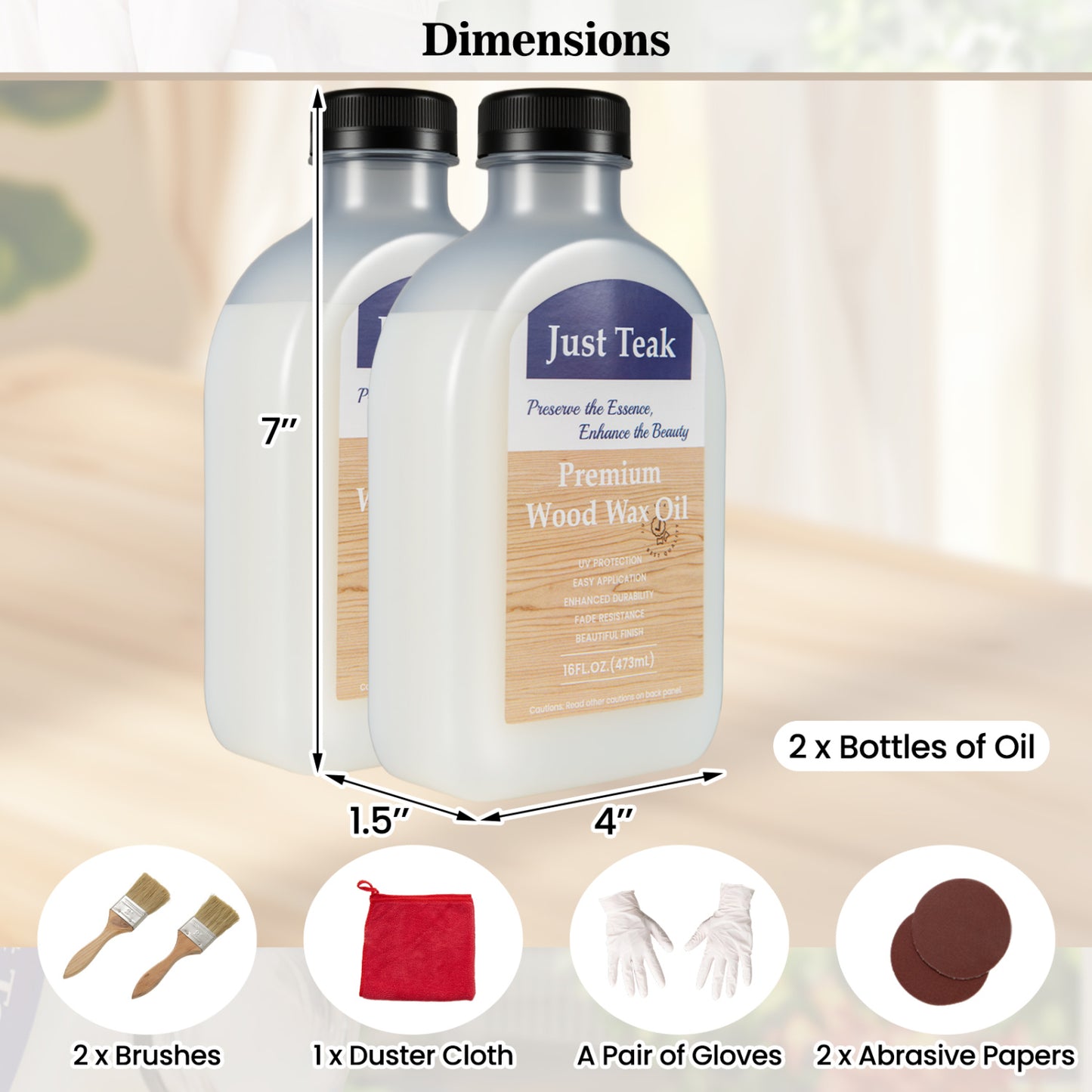 Wood Oil Cleaner and Brightener Set - 16 oz (2 Pack)