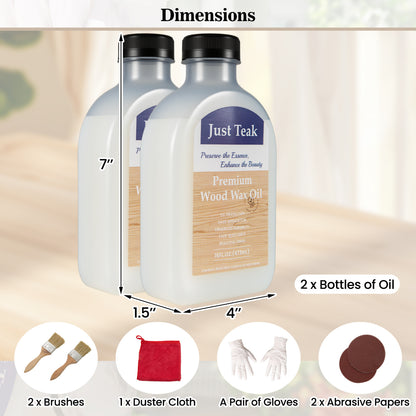 Wood Oil Cleaner and Brightener Set - 16 oz (2 Pack)