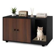 Wooden Cat Litter Box Enclosure Hidden Litter Box Furniture with Scratching Board-Black