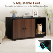 Wooden Cat Litter Box Enclosure Hidden Litter Box Furniture with Scratching Board-Black