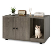 Wooden Cat Litter Box Enclosure Hidden Litter Box Furniture with Scratching Board-Oak