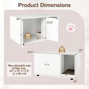 Wooden Cat Litter Box Enclosure Hidden Litter Box Furniture with Scratching Board-White