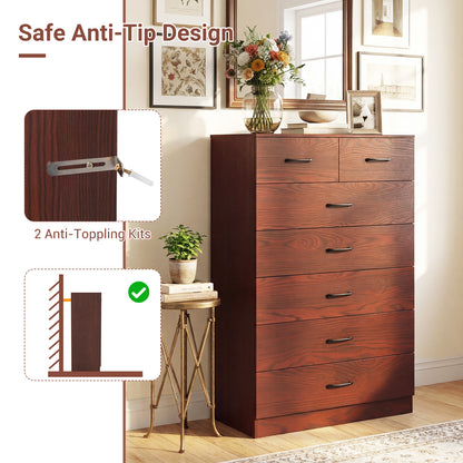 Wooden Chest of Drawers with Anti-toppling Device and Metal Handles