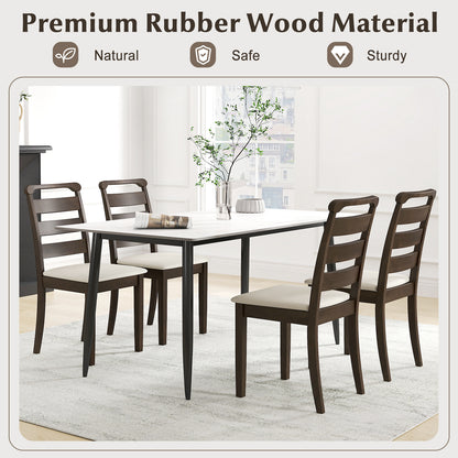 Polyester Upholstered Wooden Dining Chair Set of 2-Walnut