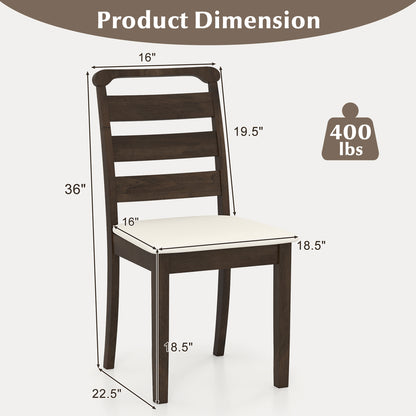 Polyester Upholstered Wooden Dining Chair Set of 2-Walnut