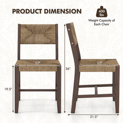 Wooden Dining Chair Set of 2 for Kitchen Dining Room-Brown