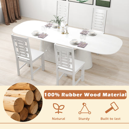 Wooden Dining Chair Set of 2 Solid Rubber Wood Kitchen Chairs-White