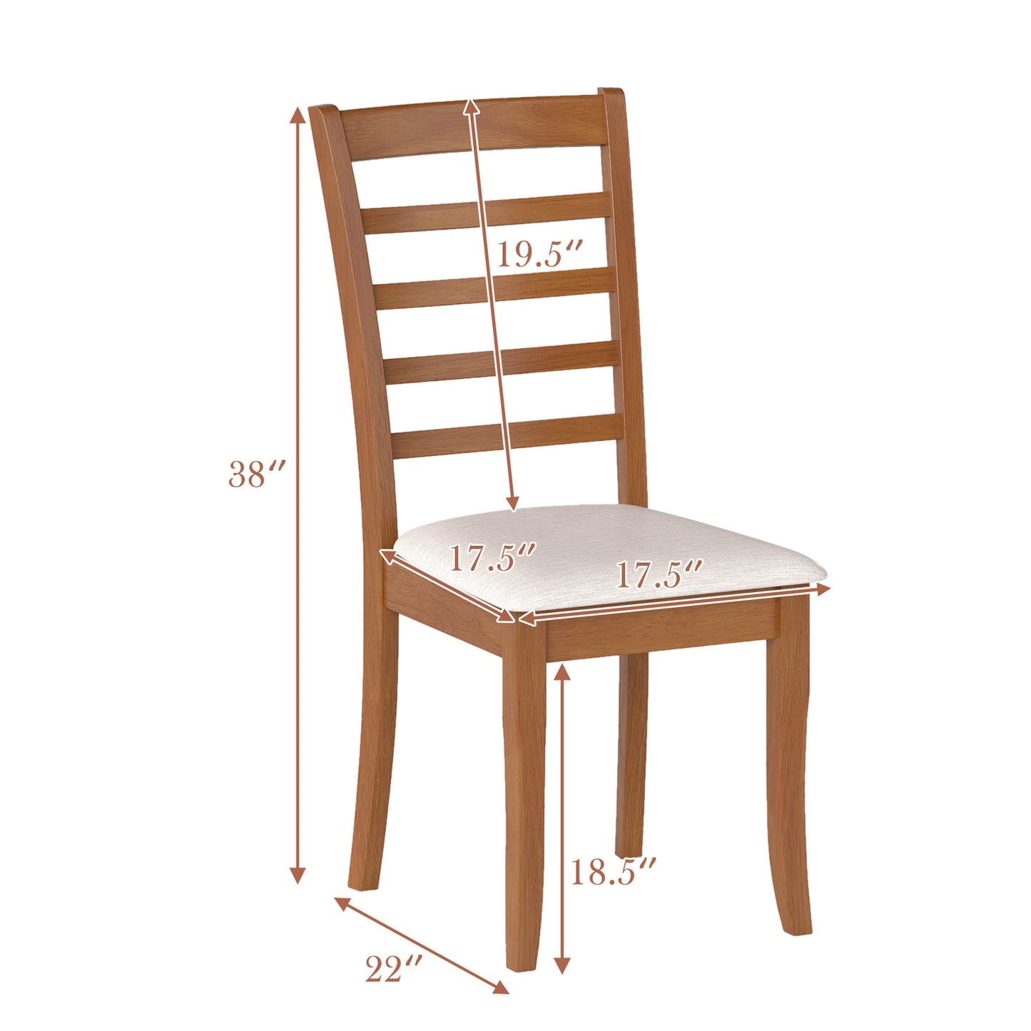 Wooden Dining Chair Set of 2 Modern Upholstered Kitchen Chair-Beige