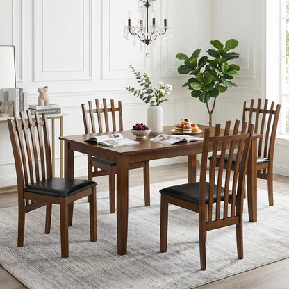 Dining Chairs Set of 4 with Spindle Back and PU Leather Seat