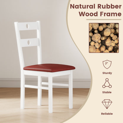 Wooden Dining Chairs Set of 2 Armless Kitchen Chairs with Hollowed Backrest-White