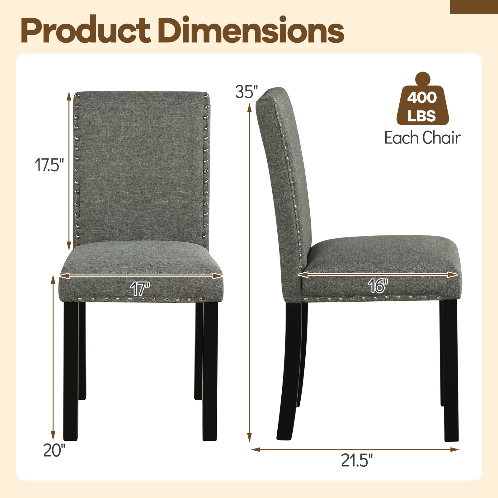 Wooden Dining Chairs Set of 2 with Bent Wood Legs