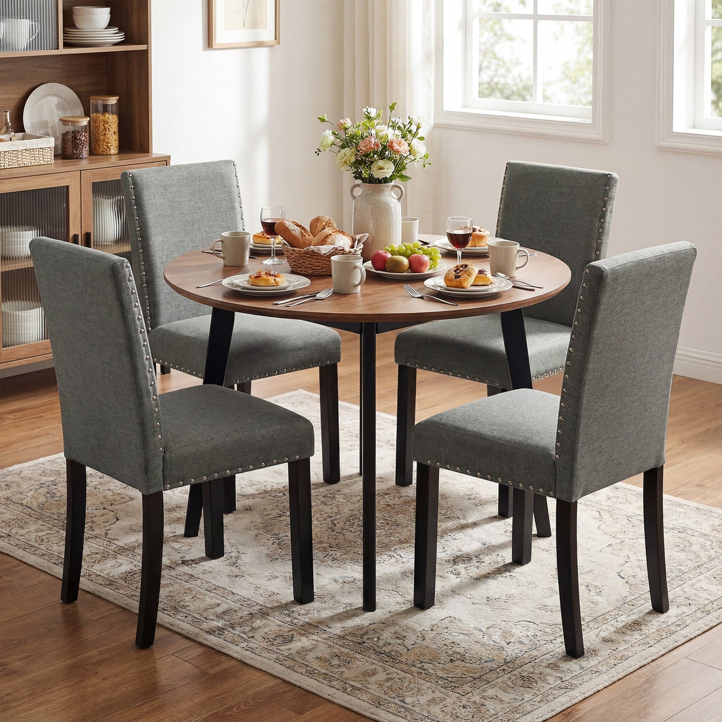 Wooden Dining Chairs Set of 2 with Bent Wood Legs