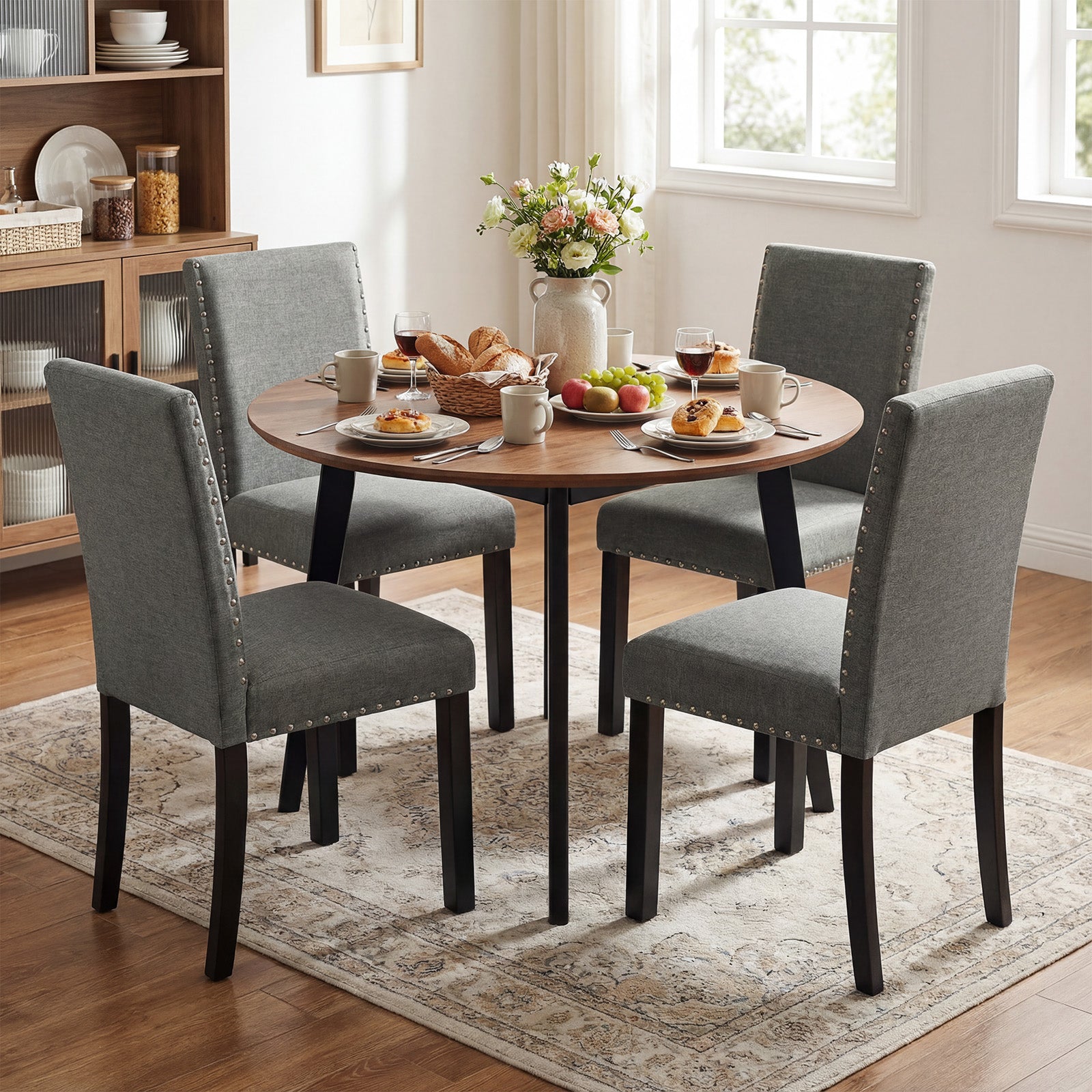 Wooden Dining Chairs Set of 2 with Bent Wood Legs