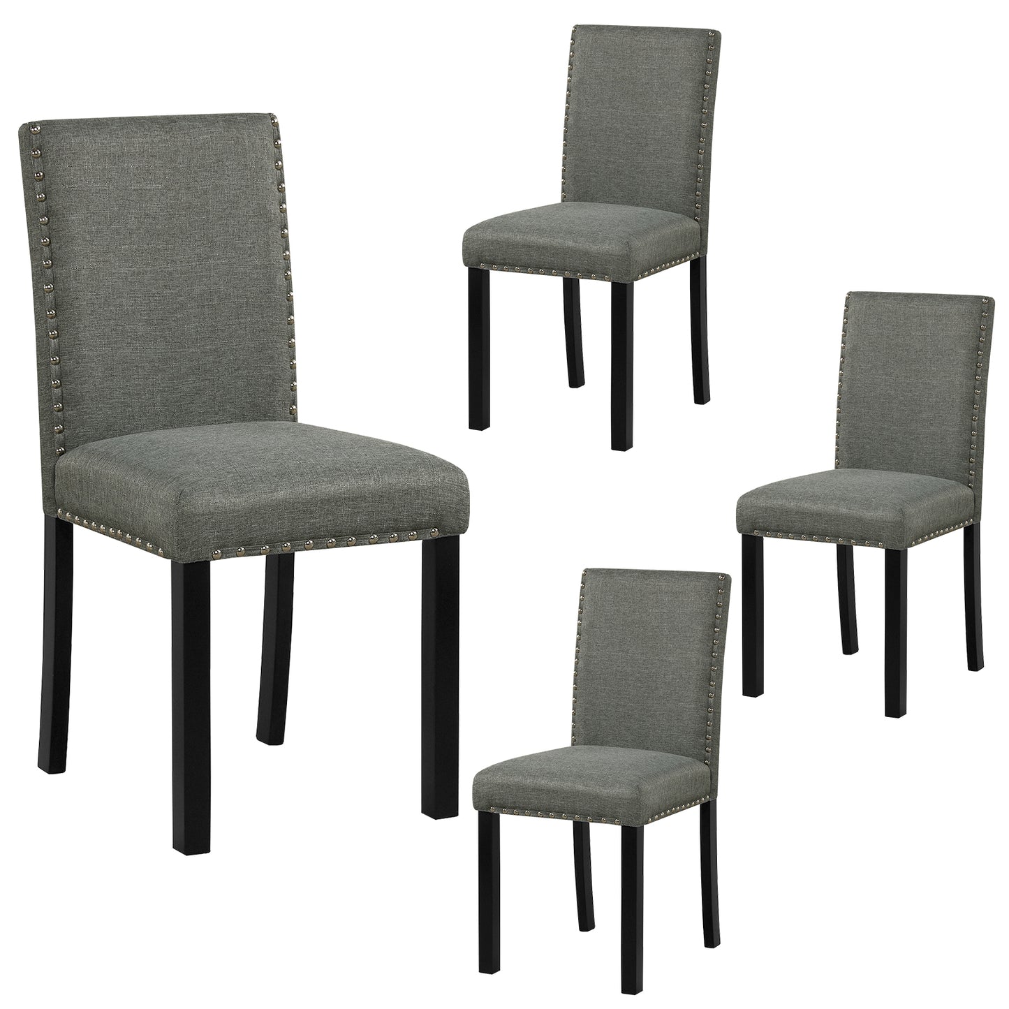 Wooden Dining Chairs Set of 4 with Bent Wood Legs