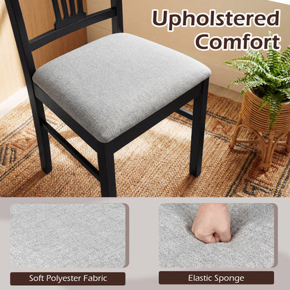 Wooden Dining Chairs Set of 2 Upholstered Kitchen Chairs with Solid Rubber Wood Frame-Gray