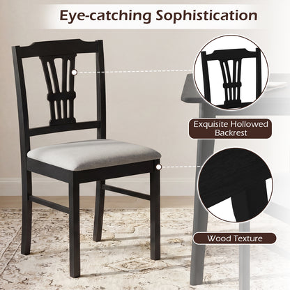 Wooden Dining Chairs Set of 2 Upholstered Kitchen Chairs with Solid Rubber Wood Frame-Gray