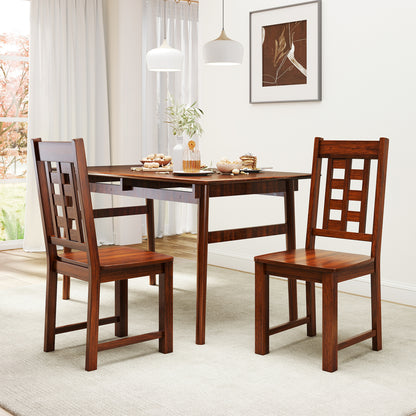 Wooden Dining Chairs Set of 2 Kitchen Chair with Solid Rubber Wood Frame-Walnut