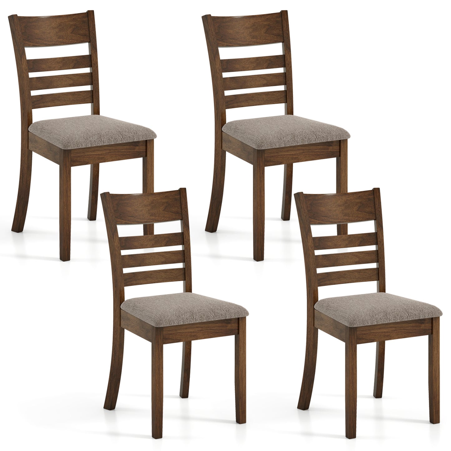 Wooden Dining Chairs Set of 4 Upholstered Kitchen Chairs with Rubber Wood Frame