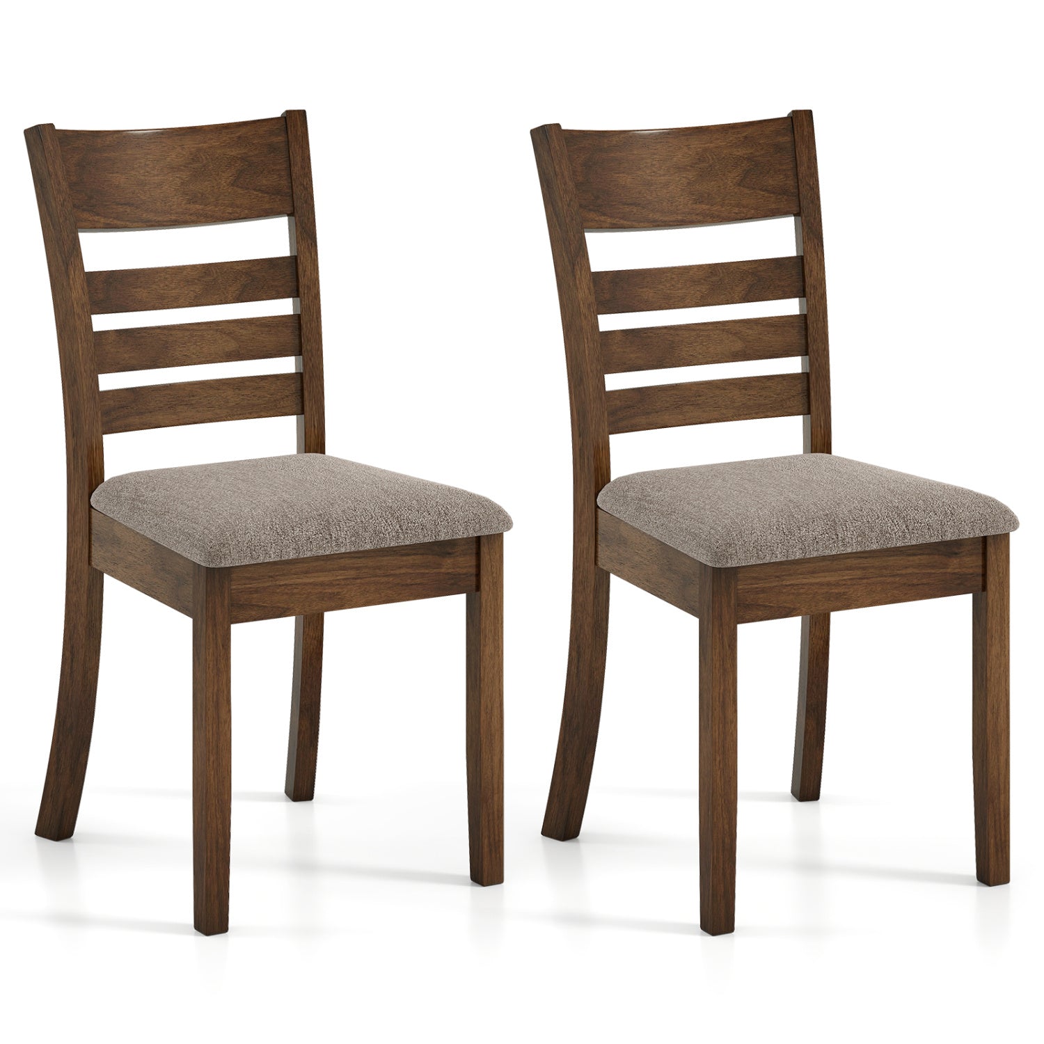 Wooden Dining Chairs Set of 2 Upholstered Kitchen Chairs with Rubber Wood Frame