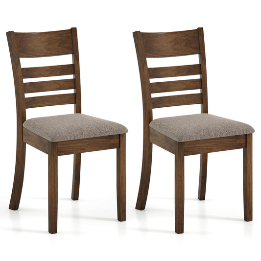 Wooden Dining Chairs Set of 2 Upholstered Kitchen Chairs with Rubber Wood Frame