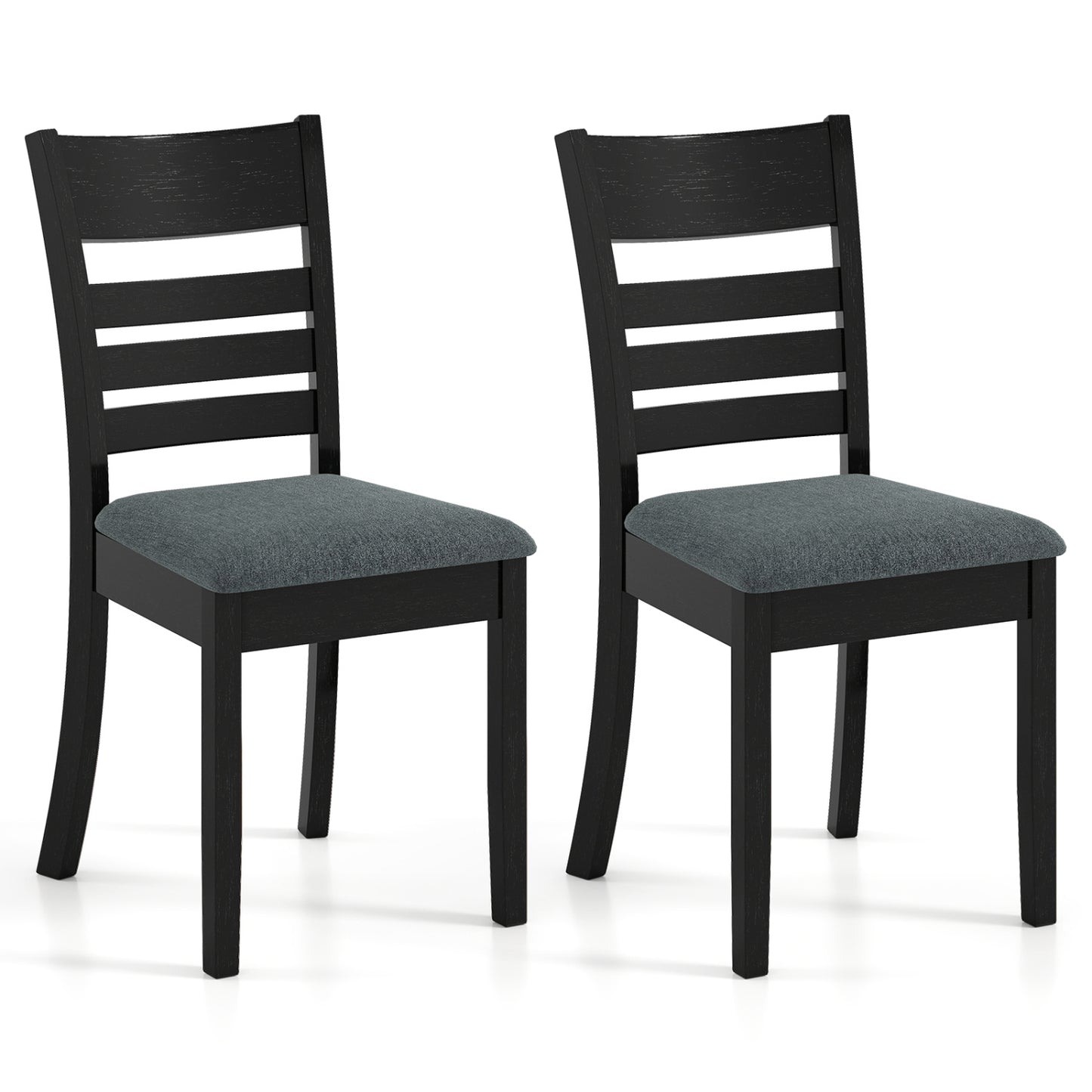 Wooden Dining Chairs Set of 2 Upholstered Kitchen Chairs with Rubber Wood Frame
