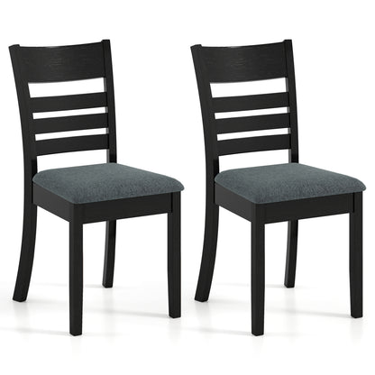 Wooden Dining Chairs Set of 2 Upholstered Kitchen Chairs with Rubber Wood Frame
