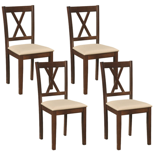 Wooden Dining Chairs Set of 4 Fabric Upholstered Kitchen Chairs