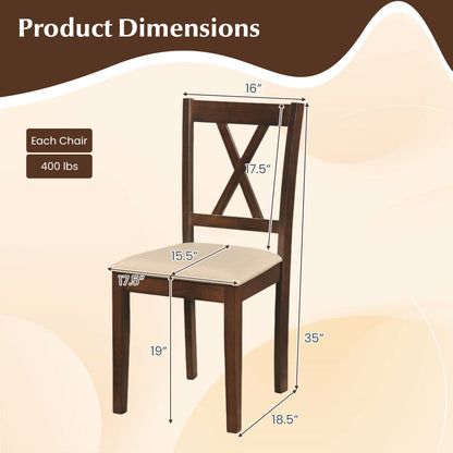 Wooden Dining Chairs Set of 4 Fabric Upholstered Kitchen Chairs
