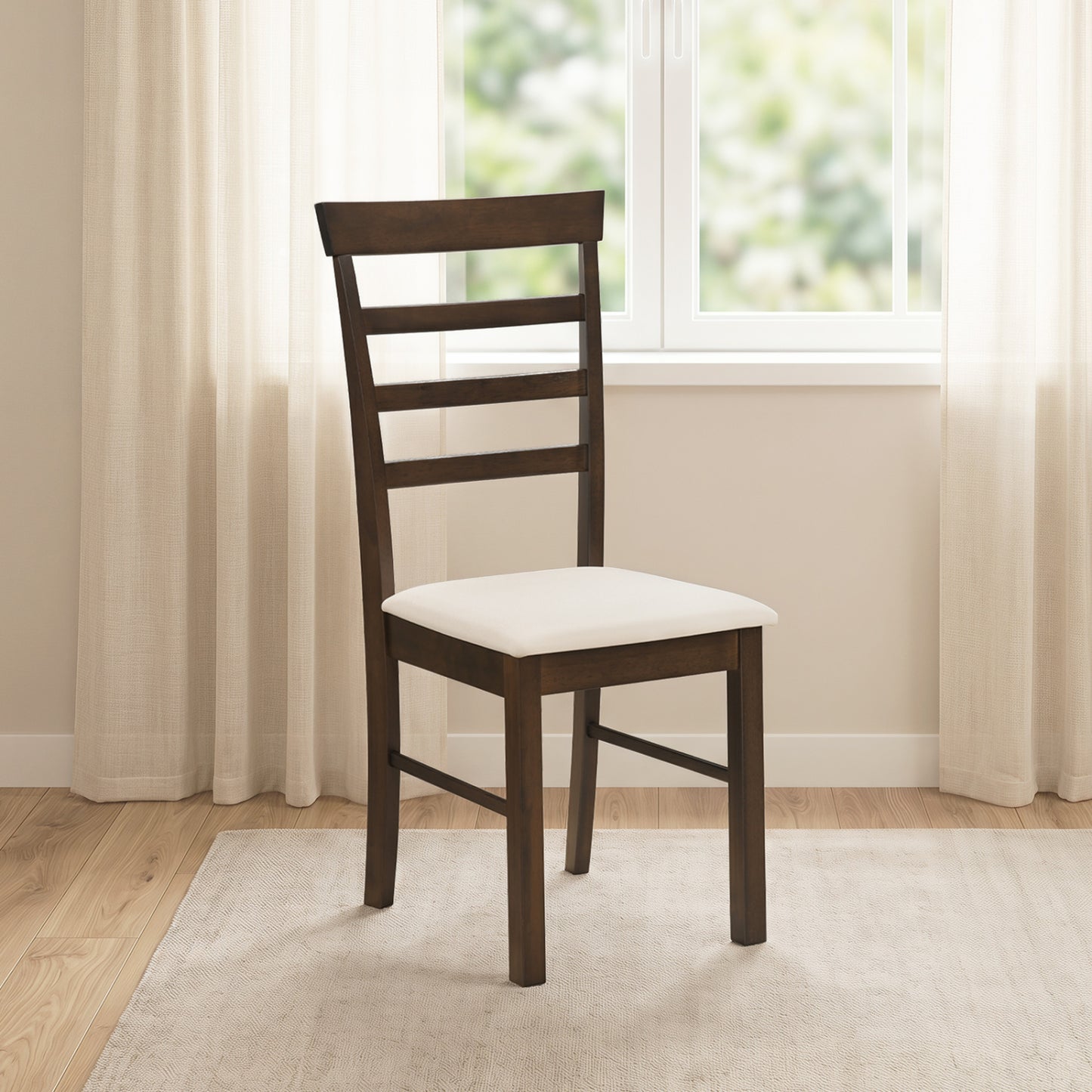 Dining Chairs Set of 4 with Fabric Cushion and Wood Frame