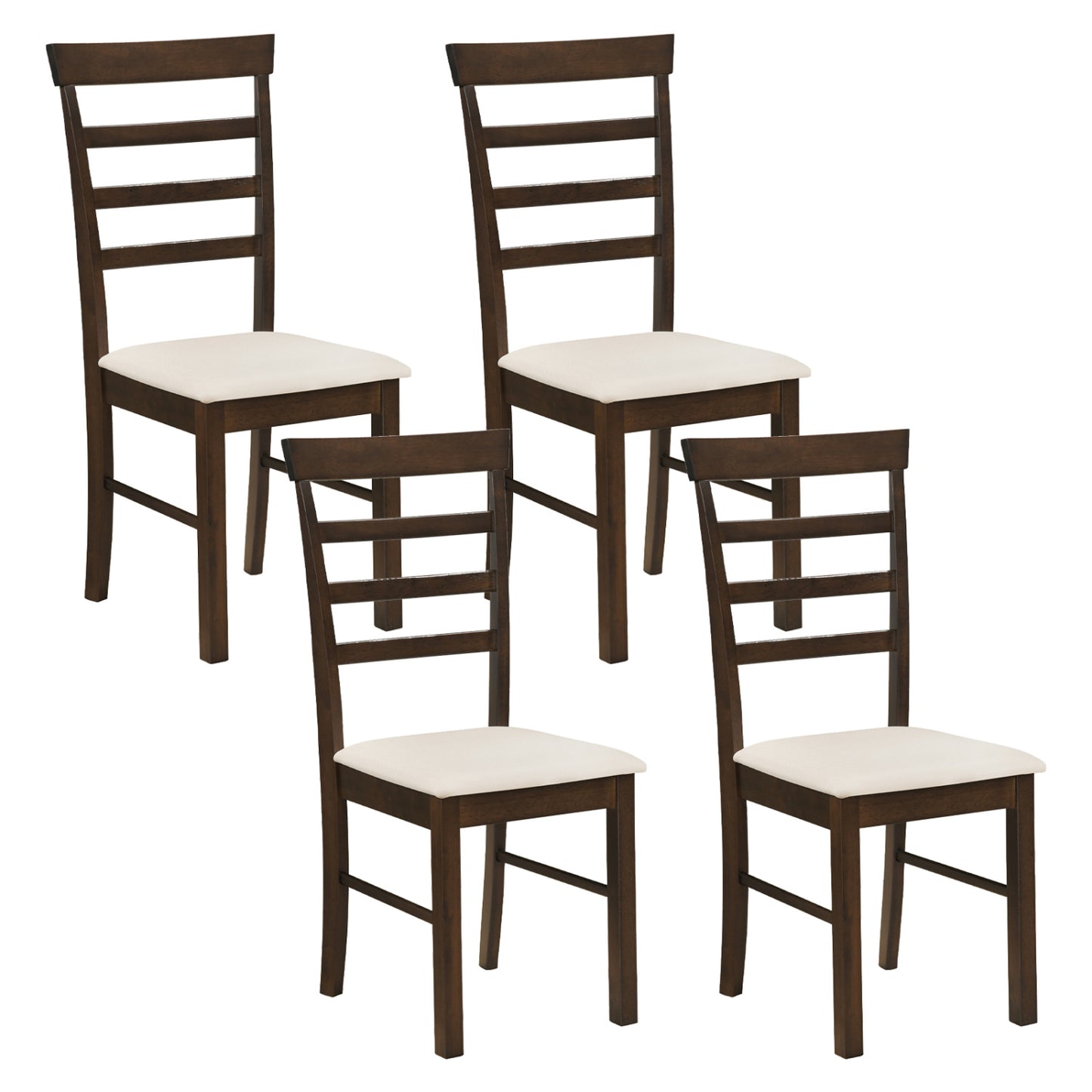 Dining Chairs Set of 4 with Fabric Cushion and Wood Frame