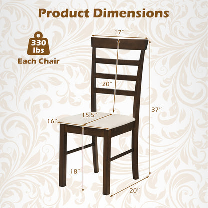 Dining Chairs Set of 4 with Fabric Cushion and Wood Frame