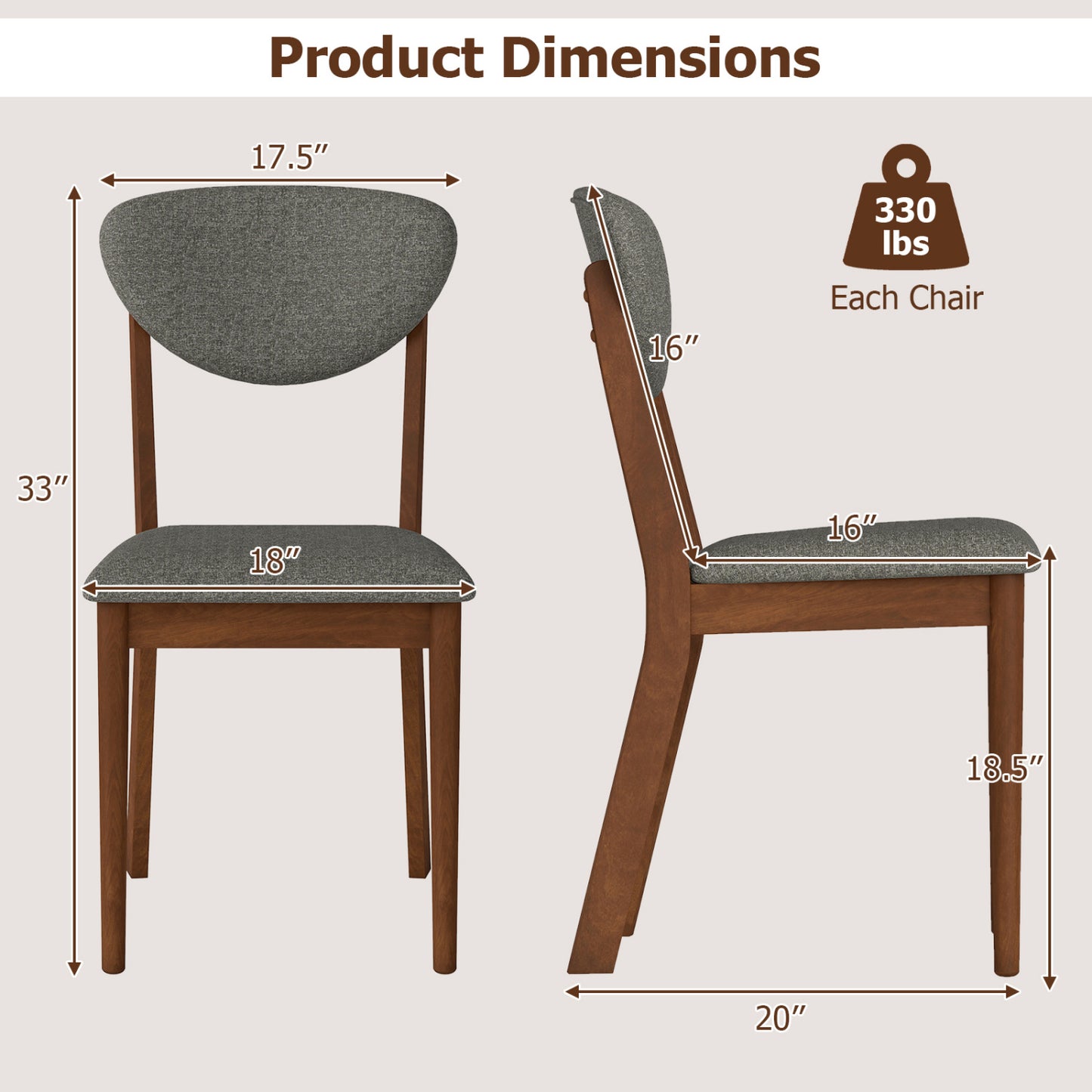 Dining Chairs Set of 4 with Padded Seats and Backrest
