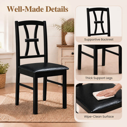 Dining Chairs Set of 2 with Padded Faux Leather Seats