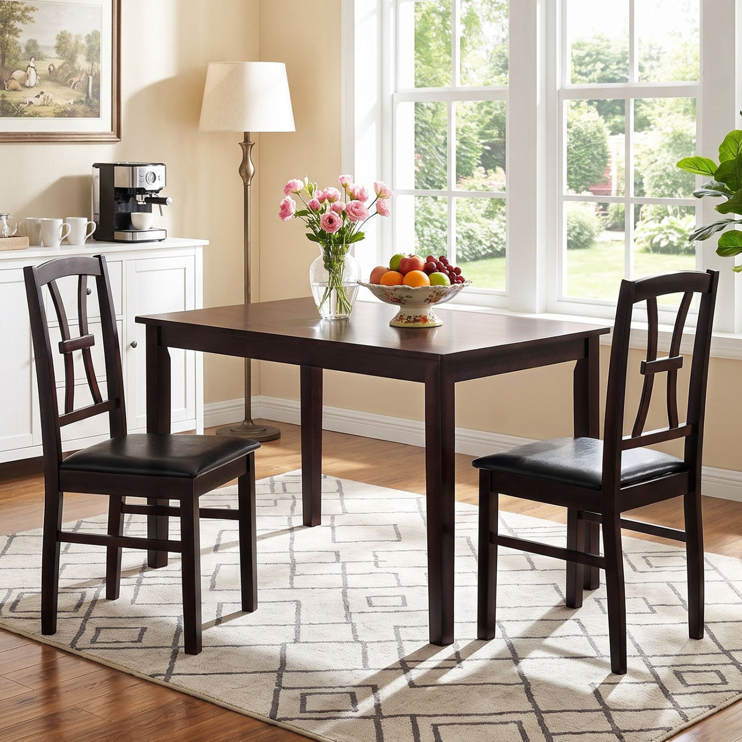Dining Chairs Set of 2 with Padded Faux Leather Seats