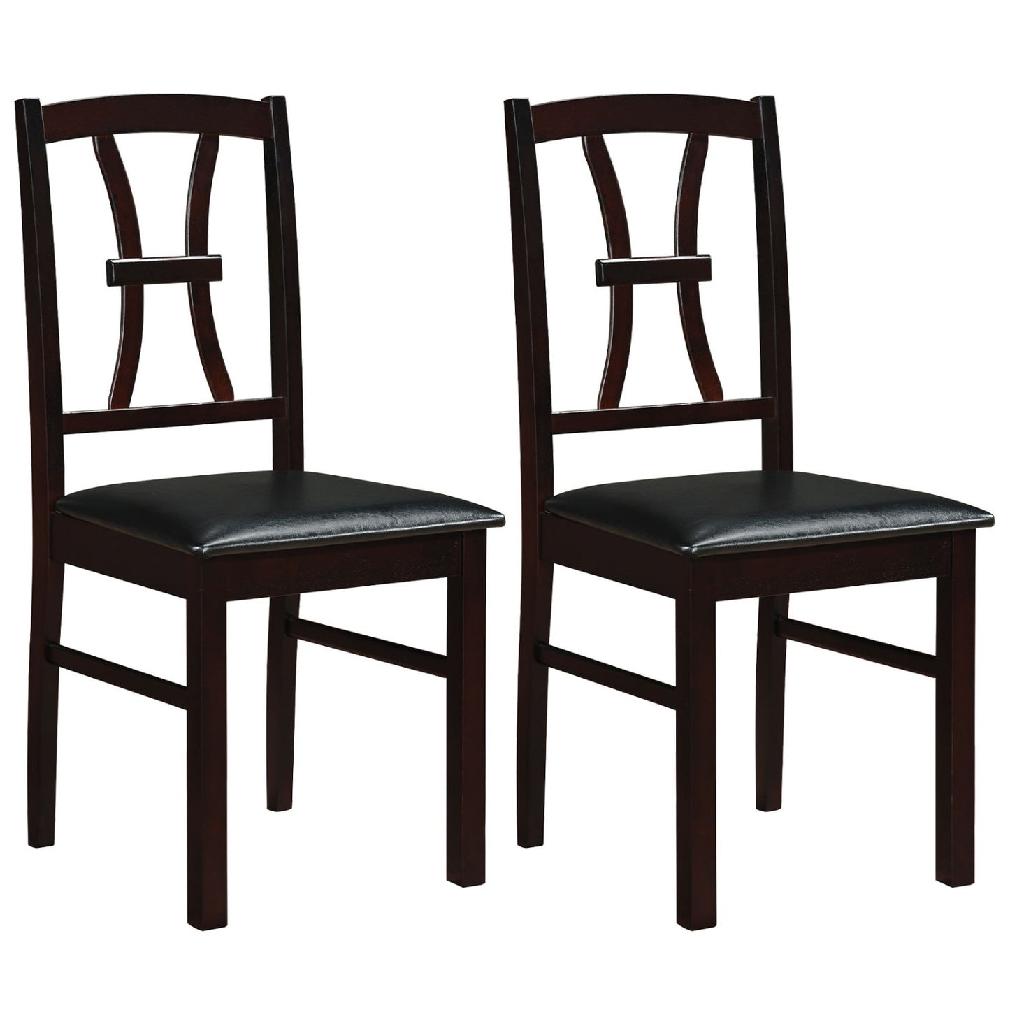 Dining Chairs Set of 2 with Padded Faux Leather Seats